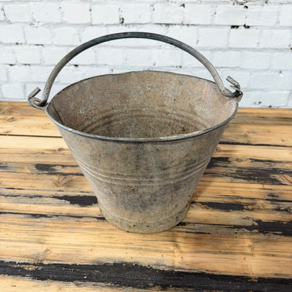 Vintage Galvanised Bucket With Handle Great Patina 22cm High