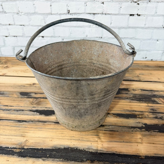 Vintage Galvanised Bucket With Handle Great Patina 22cm High