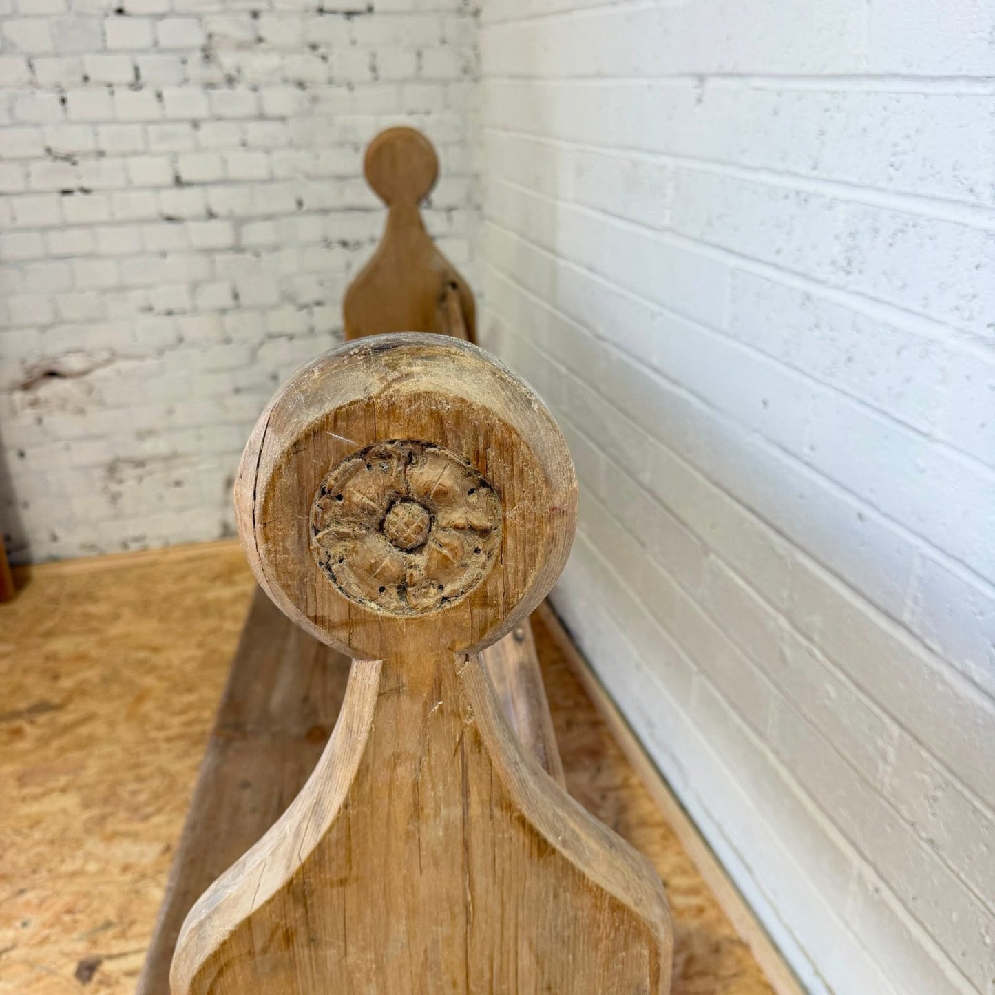 Antique Victorian Pitch Pine Church Chapel Pew 5.5ft Gothic Style