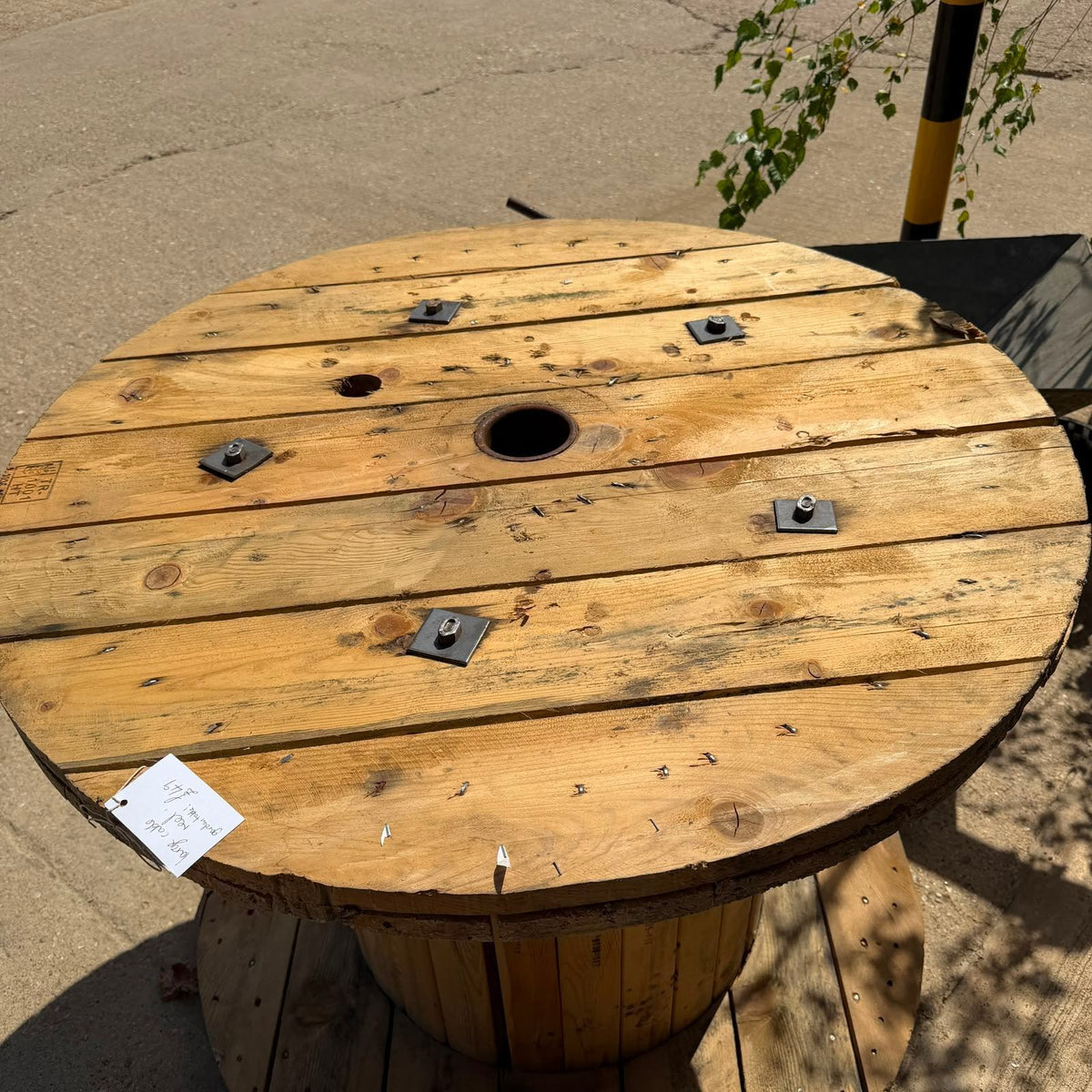 Large Wooden Cable Reel Garden Table Industrial Coffee Table Heavy