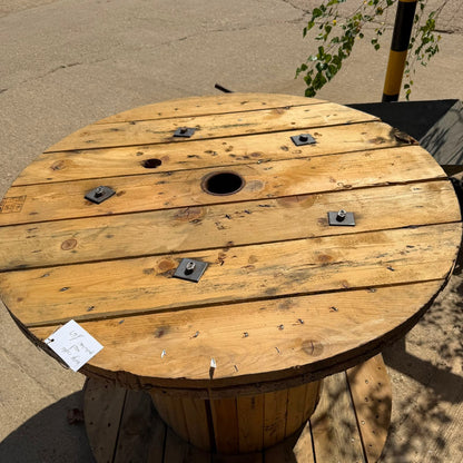 Large Wooden Cable Reel Garden Table Industrial Coffee Table Heavy