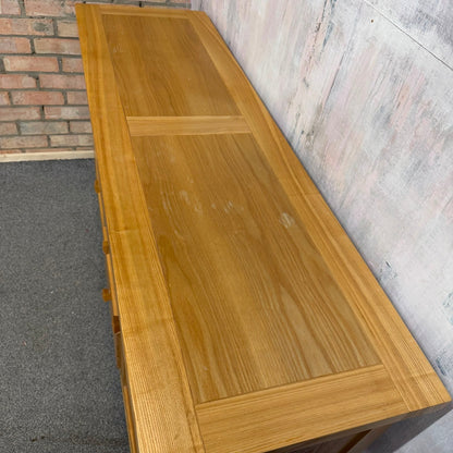 Solid Oak Furnitureland Triple Sideboard Buffet Cabinet 2 Cupboards 3 Drawers
