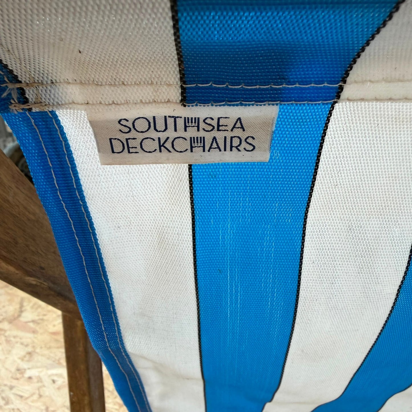 Vintage Pair Wideboy Large SouthSea Deckchairs Beach Garden Wood Frames