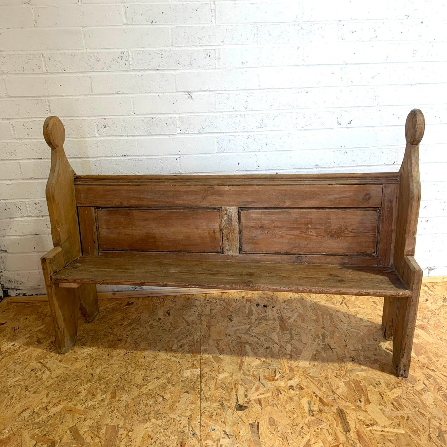 Antique Victorian Pitch Pine Church Chapel Pew 5.5ft Gothic Style