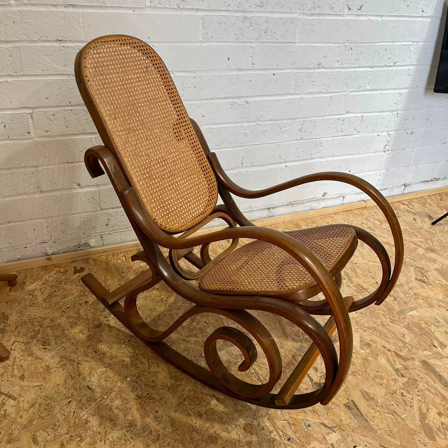 Vintage Bentwood Rocking Chair Cane Seat And Back Thonet Style
