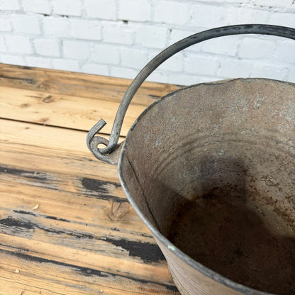 Vintage Galvanised Bucket With Handle Great Patina 22cm High