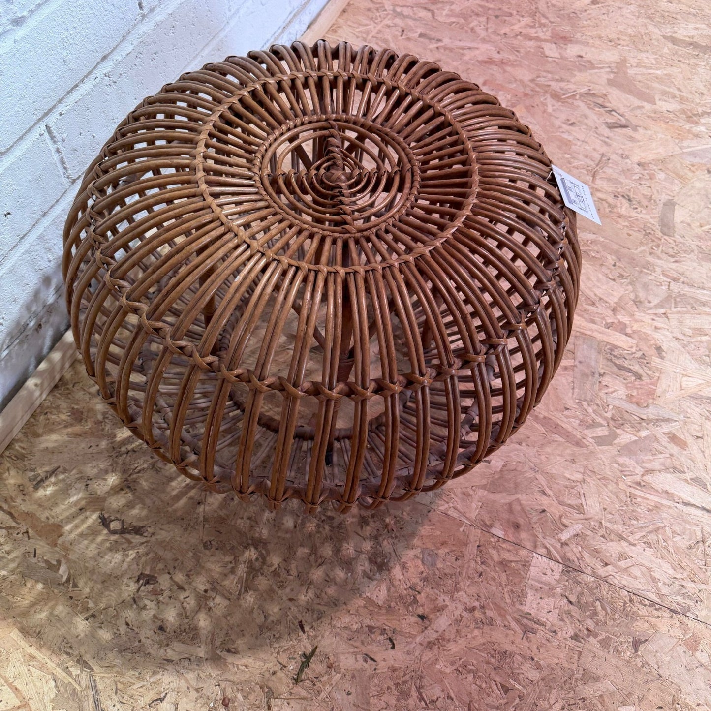 Bamboo Puff Ball Lobster Pot Side Table Foot Stool Low Seat