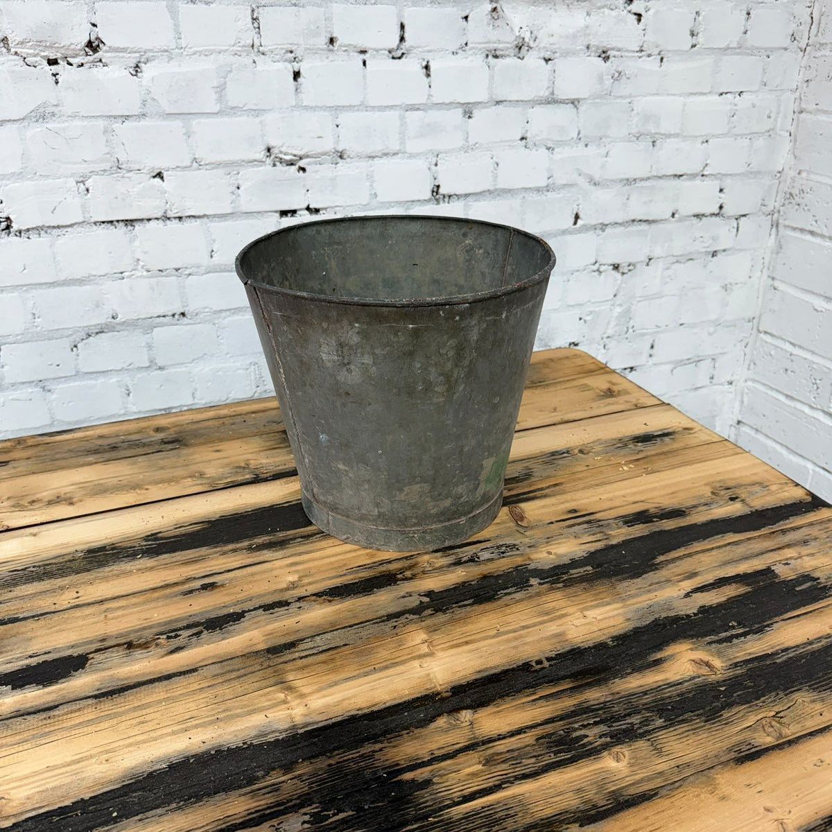 Vintage Galvanised Florist Pail 28cm High Florist Display Plant Pot