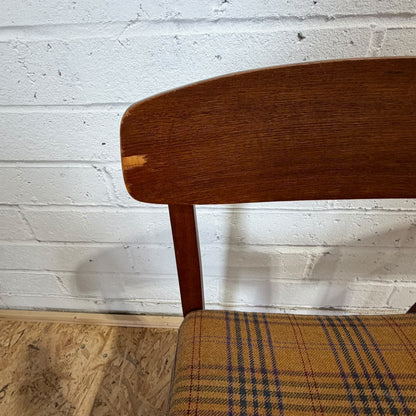 4x Mid Century Teak Danish Style Dining Chairs Upholstered Seats MCM