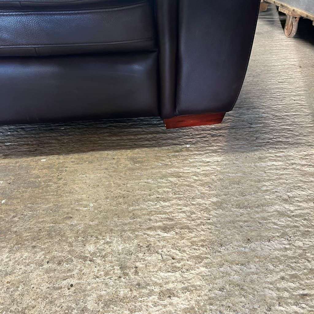 3 Seater Leather Sofa Dark Chocolate Colour Wide Arms PreLoved