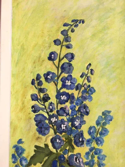 Retro Floral Painting With Wooden Frame