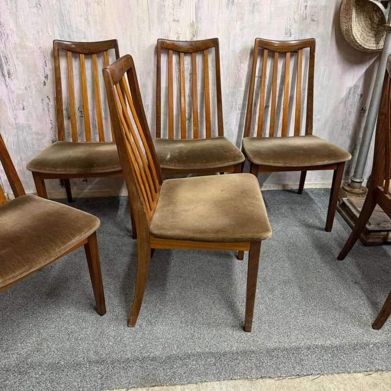 6x G Plan Fresco Teak Mid Century Dining Chairs Original Seat Covers Retro