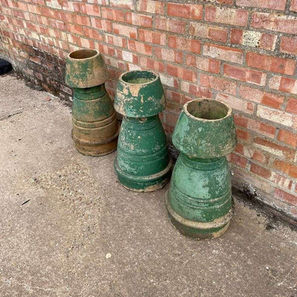 Vintage Early 20thC Stone Chimney Pots Planters Great Patina Aged