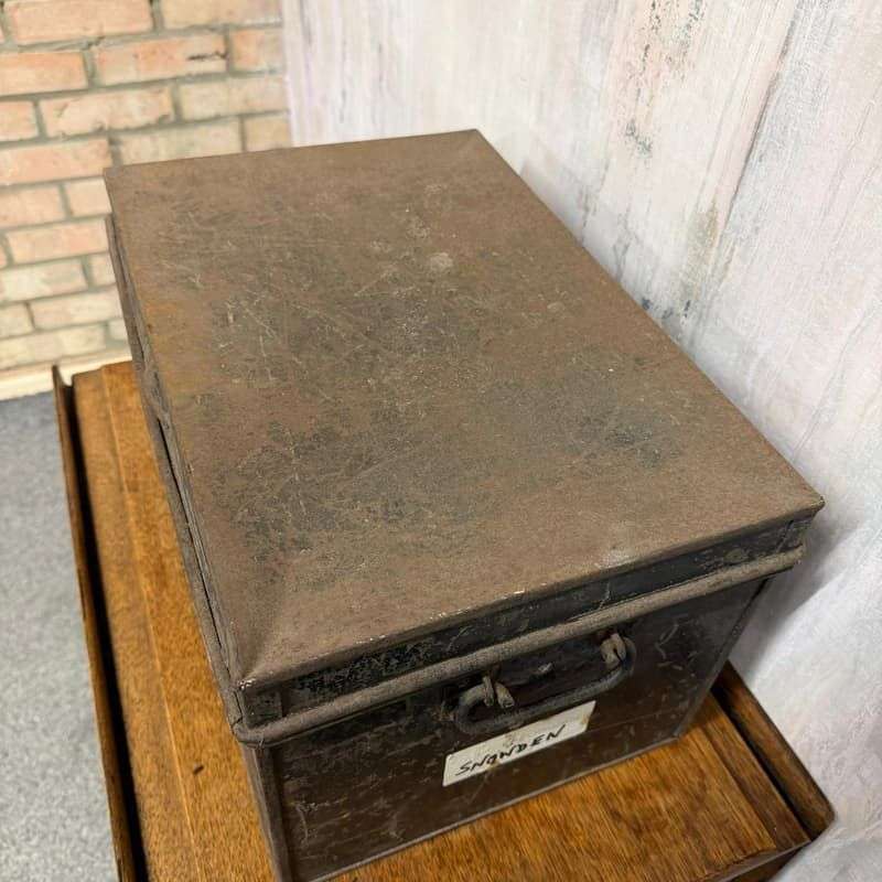 Vintage Solicitors Black Metal Deed Chest Side Handles Side Coffee Table Toys