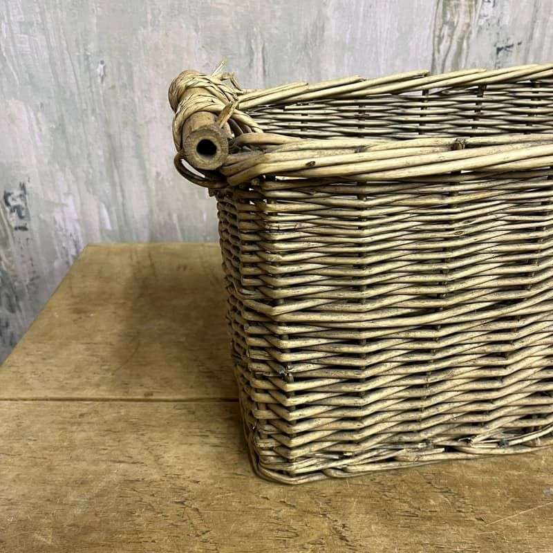 Cane Magazine Rack Bamboo Handles Internal Divide Storage