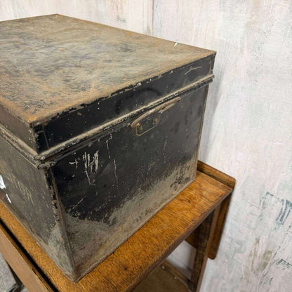 Vintage Solicitors Black Metal Deed Chest Side Handles Side Coffee Table Toys
