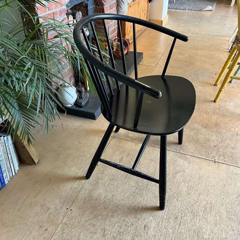 Vintage Danish Mid Century J64 Spindle Back Chair Ejvind Johansson Black Ash
