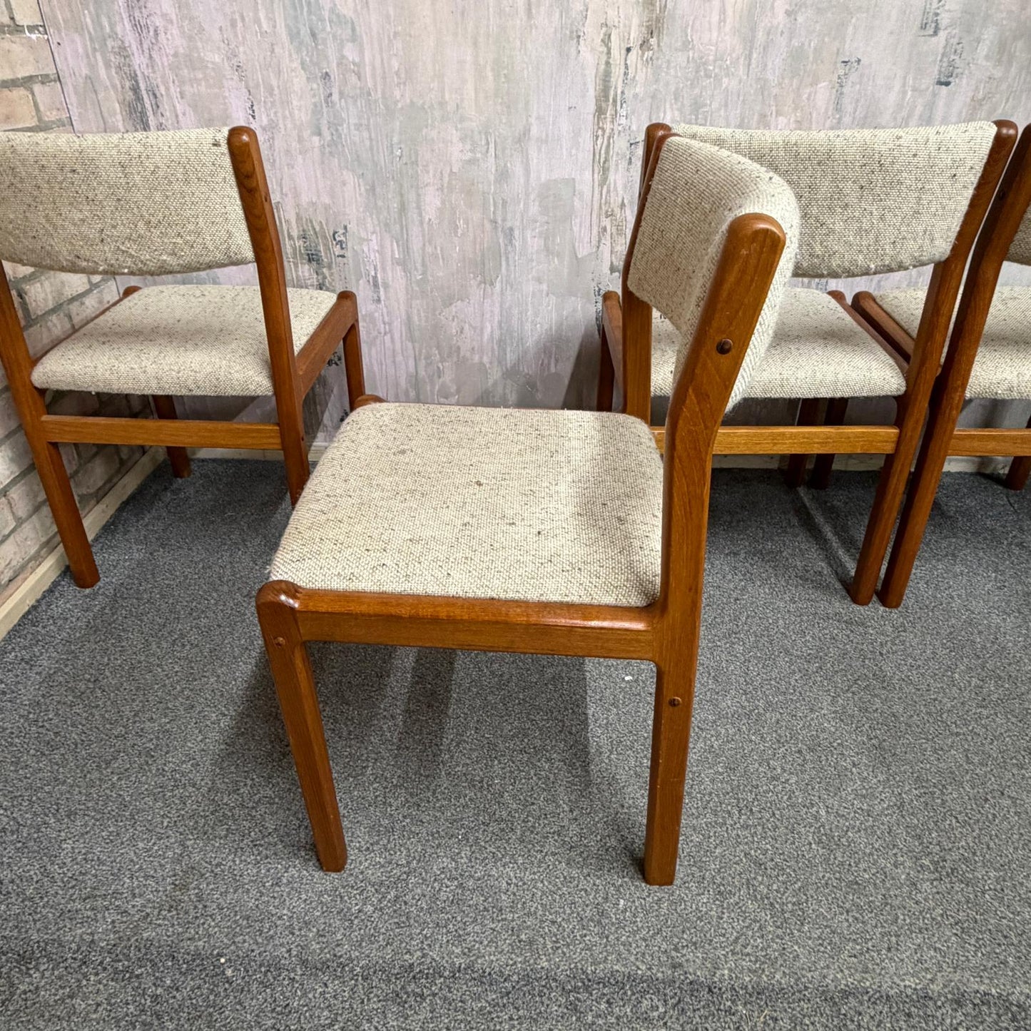 4x JL Moller Model 71 Style Upholstered Dining Chairs Mid Century Teak Frames