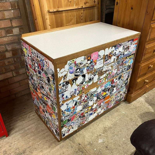 Vintage 1960's Army Issue Chest Of 2 Over 3 Drawers Formica Top Metal Handles