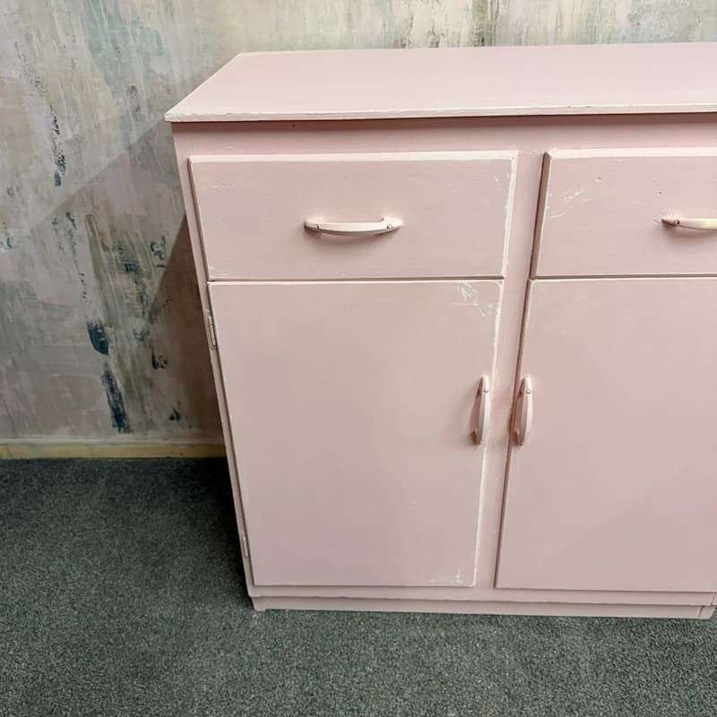 Vintage Retro Painted Kitchen Double Cupboard 2 Drawers Distressed Shabby Chic