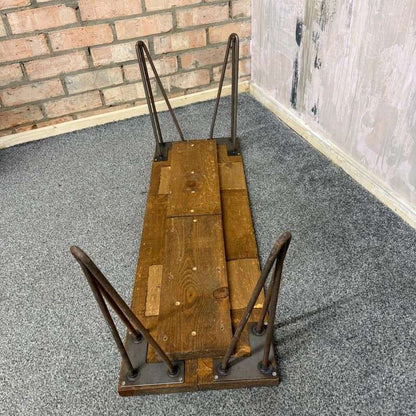 Rustic Wooden Small Side Coffee Table Bench Hairpin Legs Great Patina
