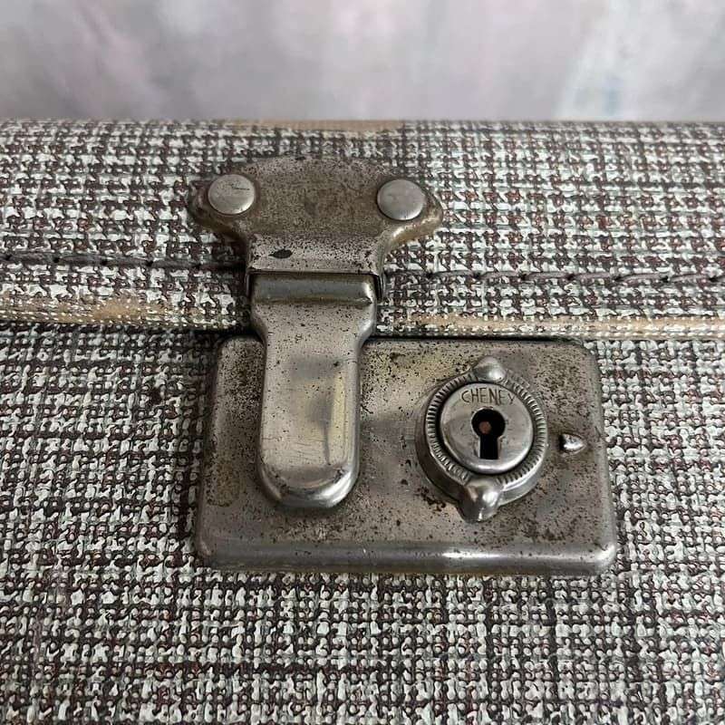 Vintage Suitcase Blue Leather Corners Prop Retail Display