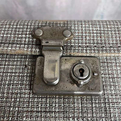 Vintage Suitcase Blue Leather Corners Prop Retail Display