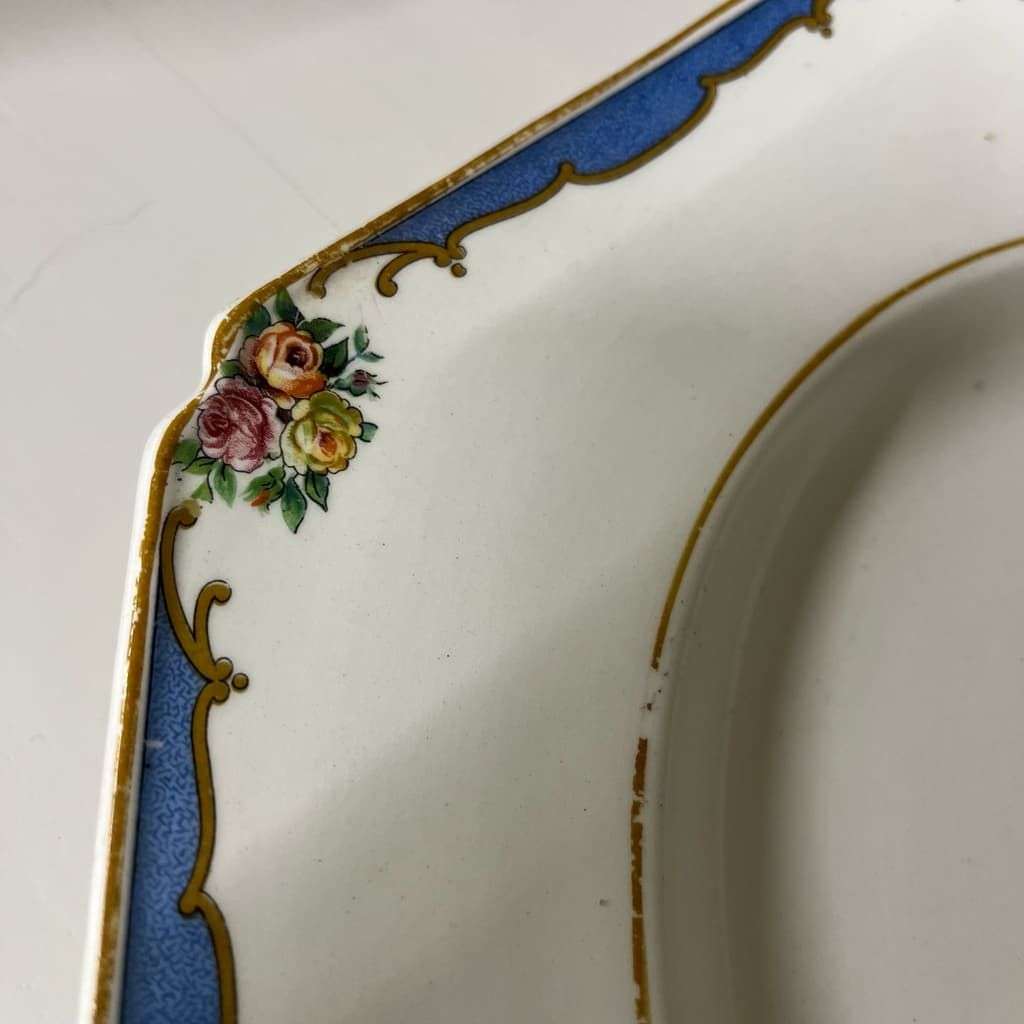 Floral &amp; Gold Oval Shaped Ceramic Platter Ivory Ware Made In England