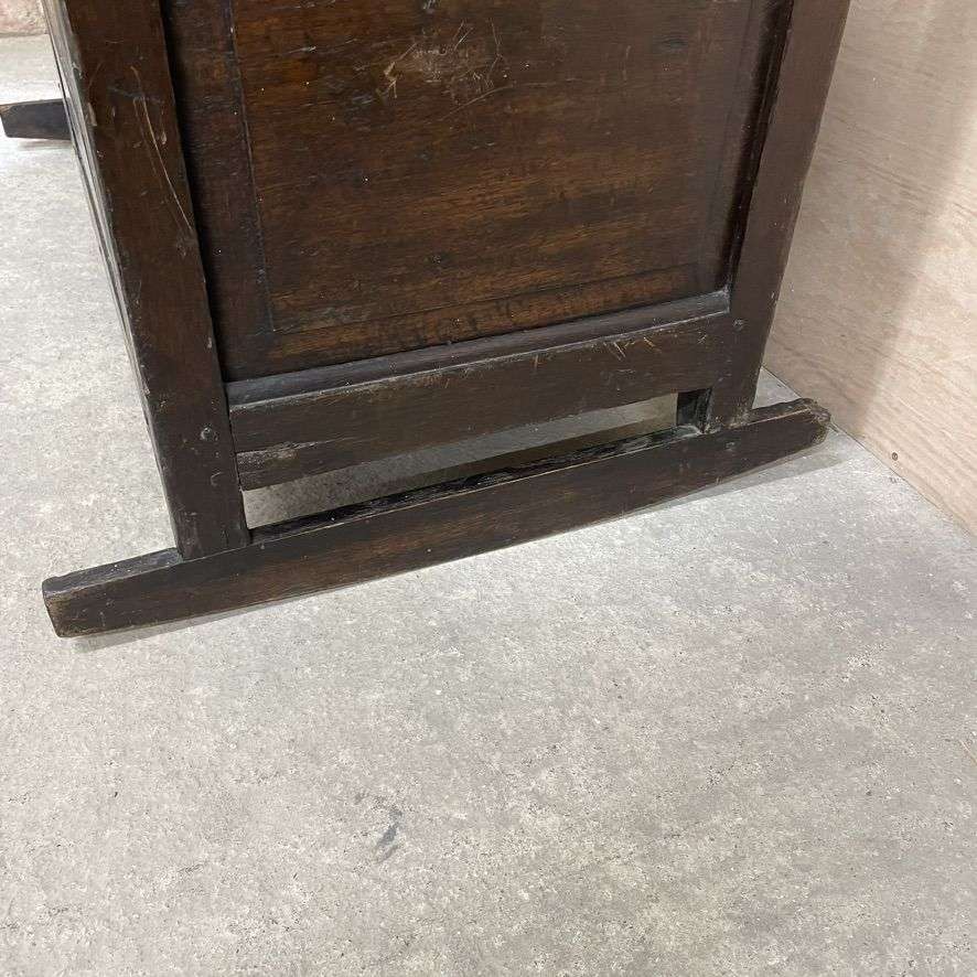 Antique Victorian Dark Oak Rocking Crib Gothic Style Finials