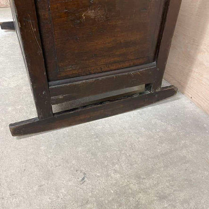 Antique Victorian Dark Oak Rocking Crib Gothic Style Finials