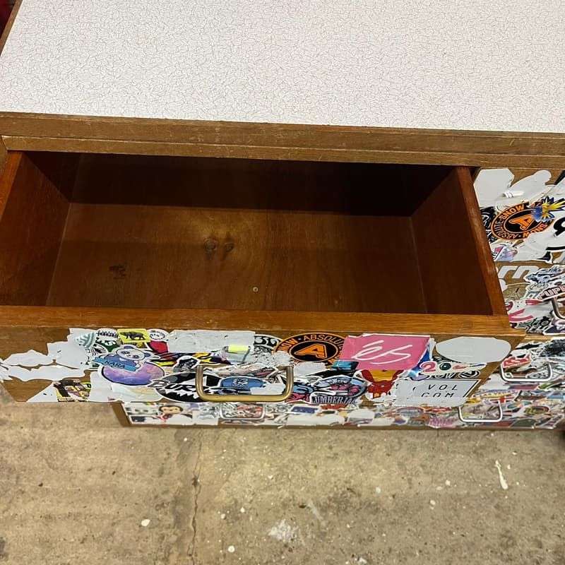 Vintage 1960's Army Issue Chest Of 2 Over 3 Drawers Formica Top Metal Handles