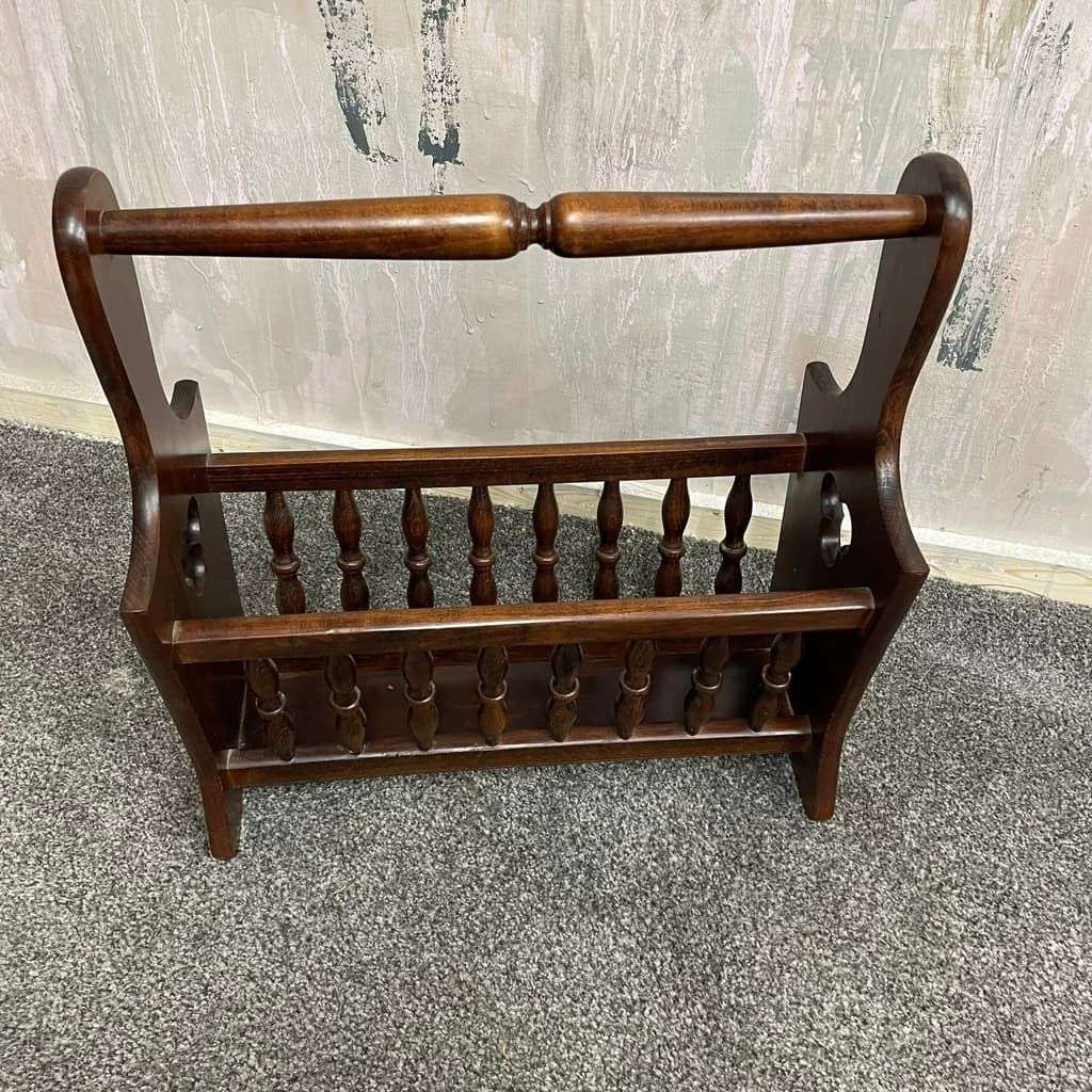 Vintage Dark Wood Magazine Rack Handle Clover Motif – The Shop at