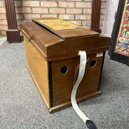 Vintage Wooden Rabbit Carry Box Artwork Airholes Hinged Clasps