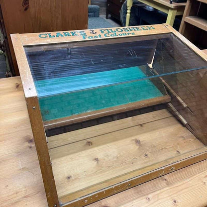 Vintage Anchor Clarks Filosheen Glass Fronted Retail Display Cabinet Single Draw