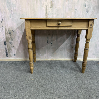 Early 20thC Beech Writing Desk Console Table Single Drawer Turned Legs