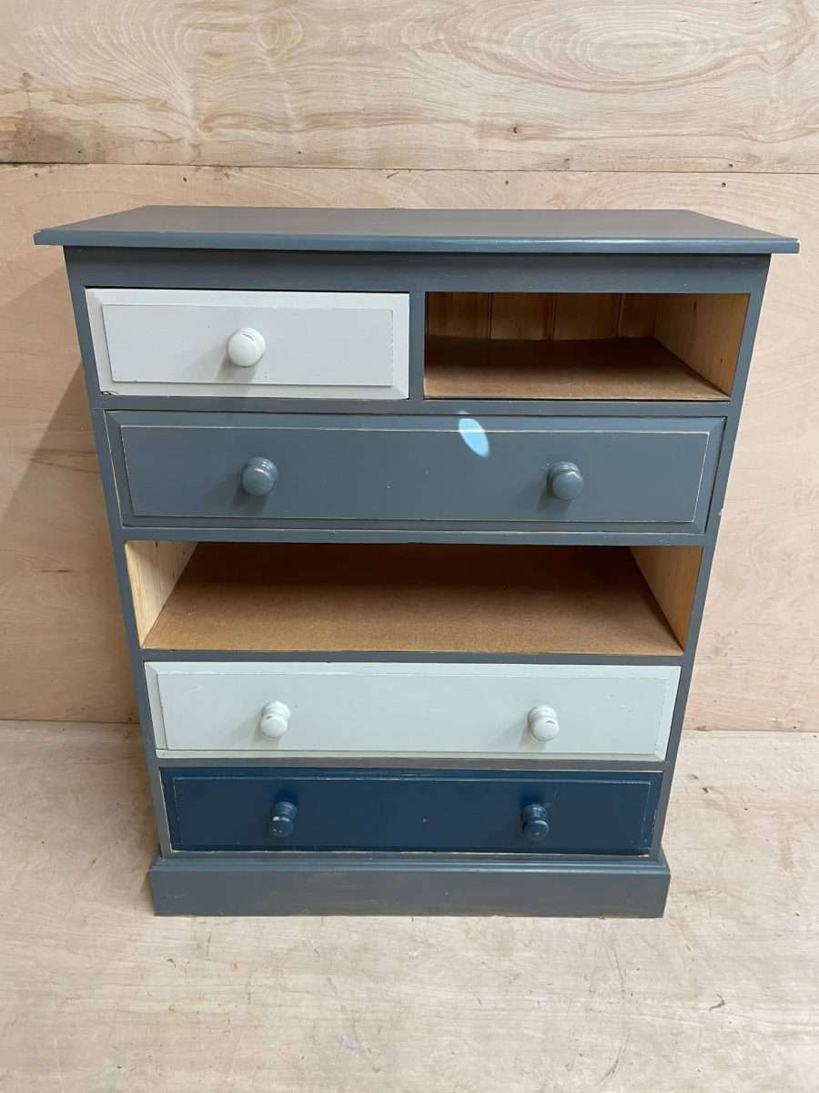Solid Pine Shabby Chic Multicoloured Chest of Drawers Storage Unit Farrow Ball