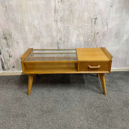 G Plan Mid Century Brandon Coffee Table Telephone Side Table Glass Topped Drawer