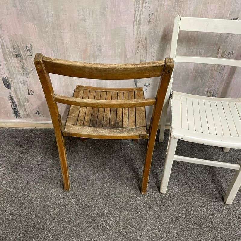 Pair Beech Stacking Slatted Chairs Possible Upcycle Project