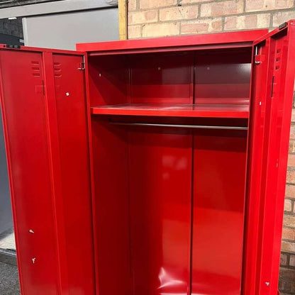 Modern Red Metal Wardrobe High Gloss Shelf Hanging Rail Locker Style