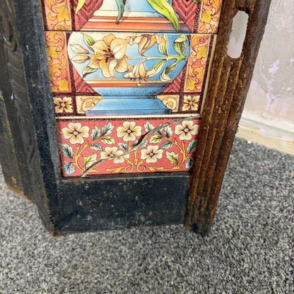 Vintage Cast Iron Tiled Fire Surround Floral Pattern Ornate Design Heavy