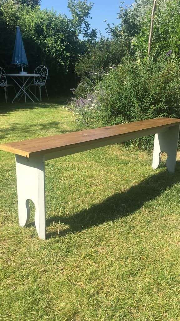 Rustic Painted Wooden Top High Bench Dining Conservatory Patio