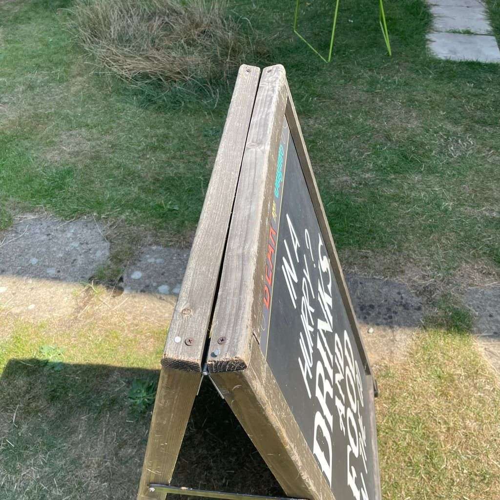 Vintage A-Frame Advertising Pavement Chalk Board Wooden Frame