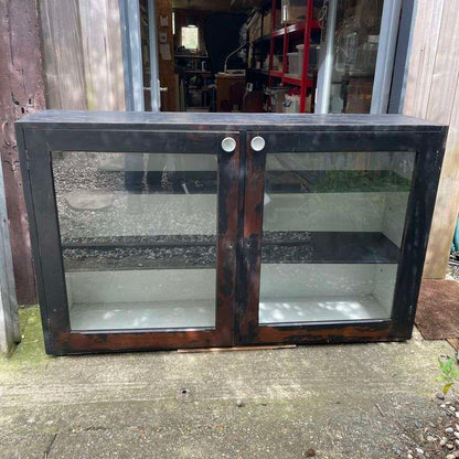 Vintage Rustic Glazed Double Shop Counter Cabinet Shelves Hospitality Retail