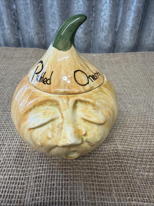 Vintage Toni Raymond Onion Preserve Jar Onion Face With Lid 1950s