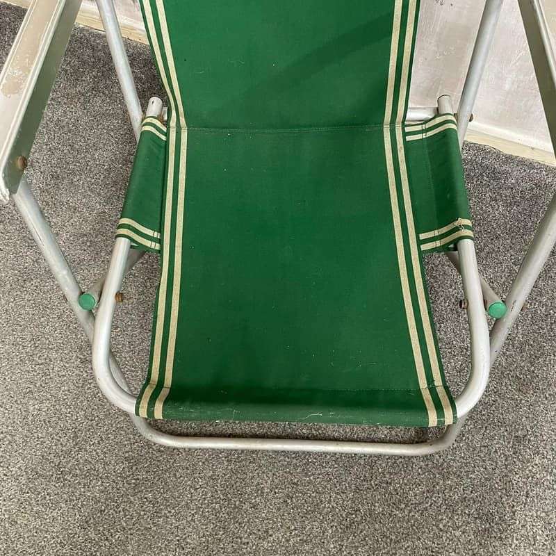 Vintage Retro Aluminium Framed Garden Chair Green Fabric