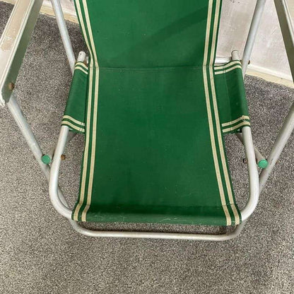 Vintage Retro Aluminium Framed Garden Chair Green Fabric