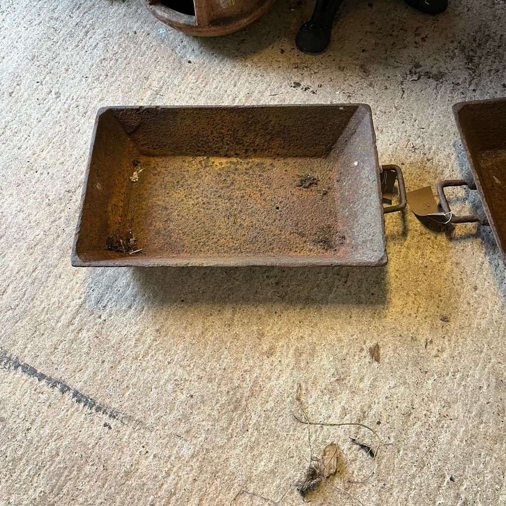 2 Cast Iron Heavy Trays Handles Great Patina Salvage