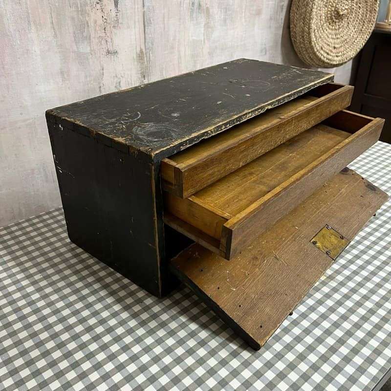 Vintage Painted Carpenters Drawer Tool Box 2 Trays No Key Great Patina