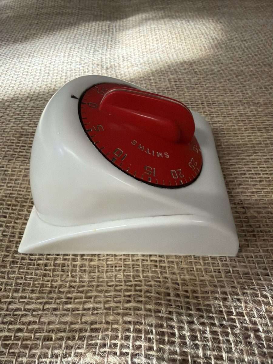 Vintage Mid-Century Smiths Ringer Kitchen Timer Tested Working Red Kitchenalia