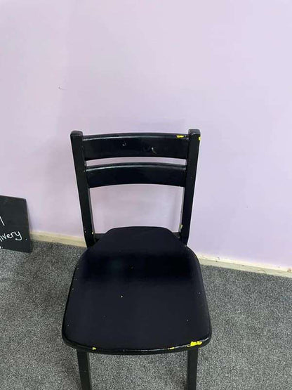 Low Painted Wooden Chair Distressed Paintwork Black Over Yellow